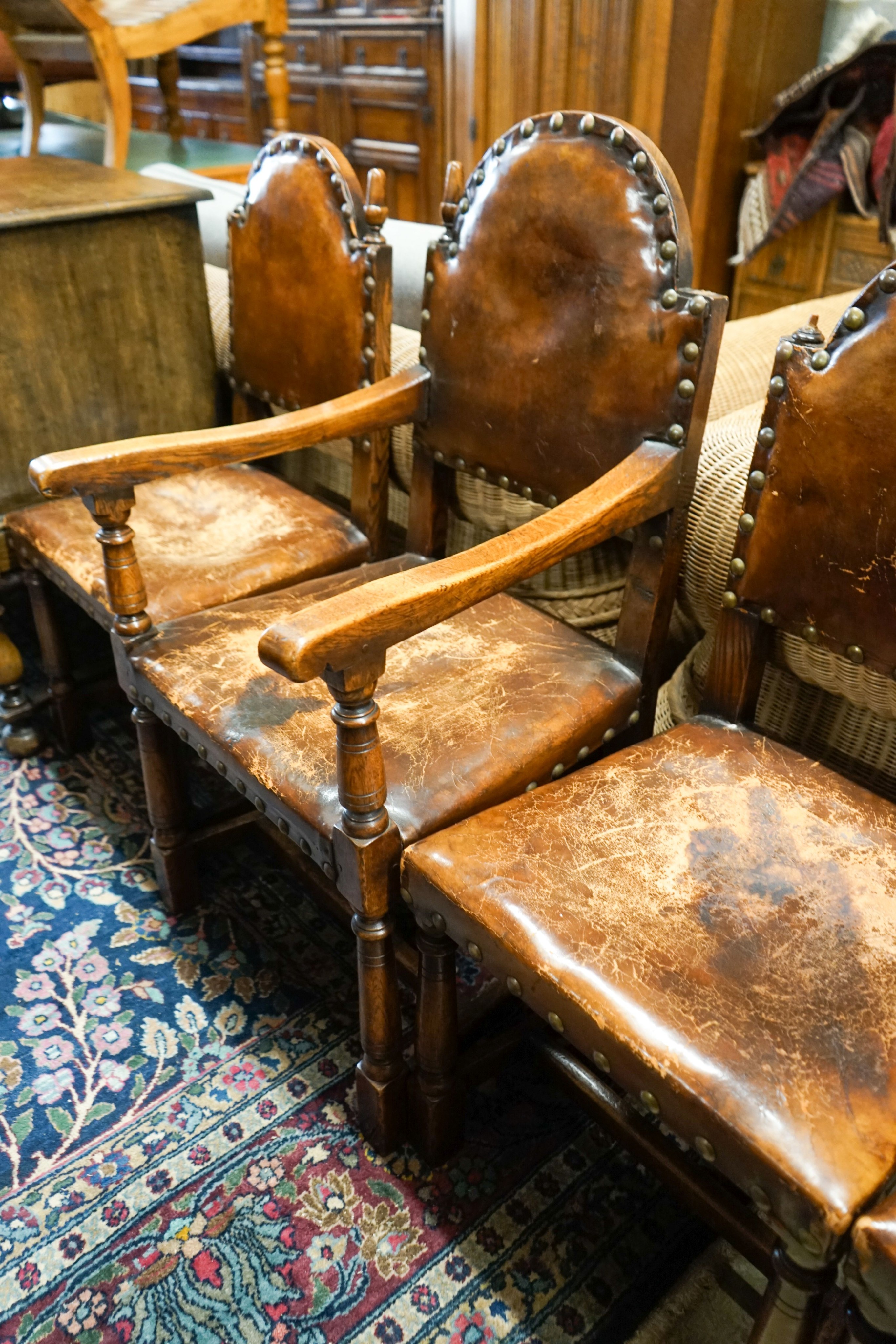 A set of six oak dining chairs